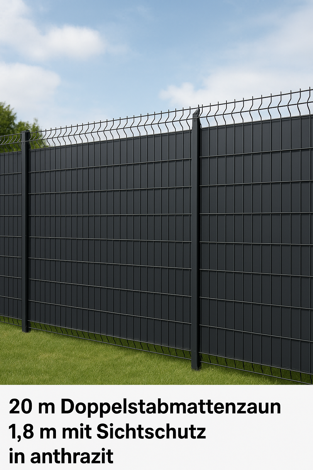 20 m Zaun mit Sichtschutz in Anthrazit